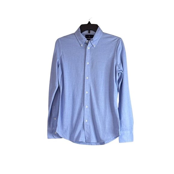 Ralph Lauren Shirt Women's Blue Knit Oxford Button Down 100% Cotton Size Med NWT - Picture 1 of 8